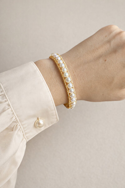 HOUSEKİ سوار مصنوع يدويًا من اللؤلؤ الحقيقي بتصميم عتيق