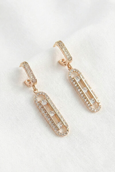 özgül takı ve tasarım أقراط نسائية من الفولاذ المقاوم للصدأ مطلية بالذهب مع أ...