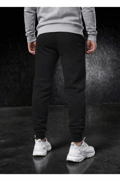DEEPSENCE Men's Black Winter Cotton Sweatpants Slim Fit Narrow Leg Jogger Black Printed