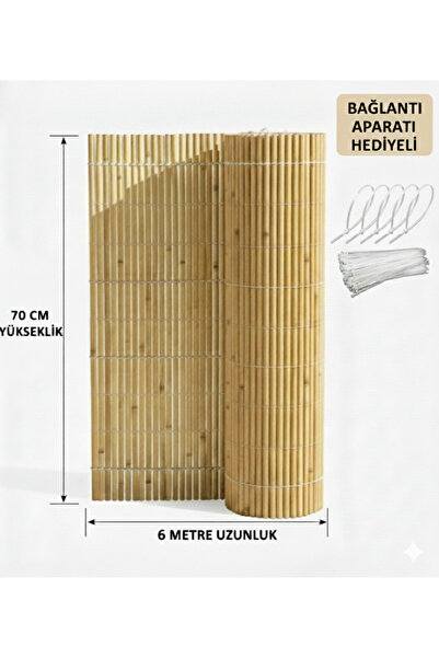 Bygolden Hasır Bambu Bahçe ve Balkon Çiti 70 cm x 6 Metre - Dekoratif Gizleme...
