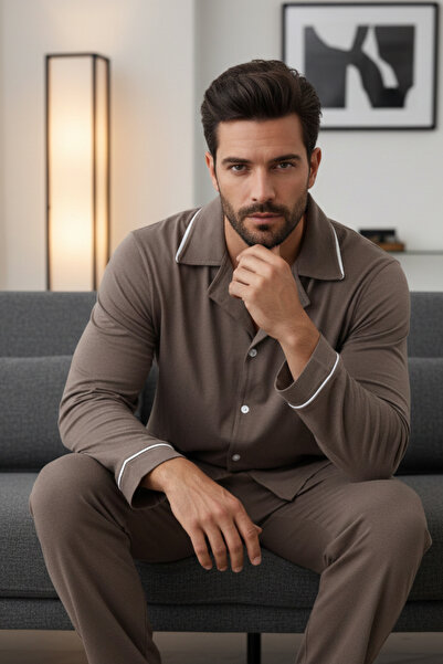 ELİTOL Set pijama bărbați cu mâneci lungi și nasturi