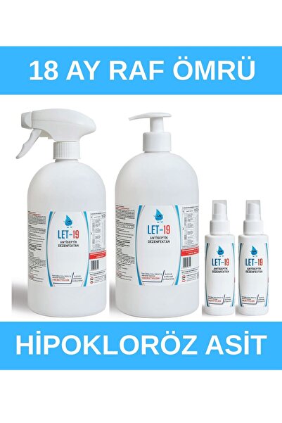 LET-19 Süper 4'lü Set Hipokloröz El/yüz/cilt Alkolsüz Antiseptik (1 L Sprey +...