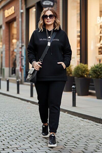 Cotpark Women's Plus Size Cotton Fabric 2-Piece Tracksuit Set 22028