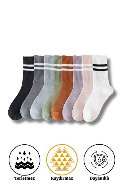 LYKOS 8 Çift Yoga Pilates Kaydırmaz Çorap – Karışık Renkli