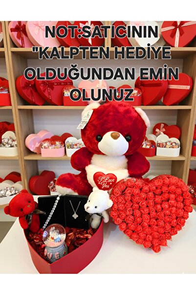 elovya Özel Kırmızı Ayıcık ,, kar küresi 2 adet küçuk peluş ,su yolu bileklik...