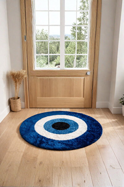 SECDEM MKHOMETEKS 65x75 cm Nazar Boncuğu Desenli Peluş Paspas – Kaymaz Taban