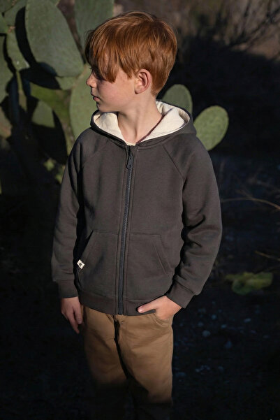Cigit 1-14 років Антрацитовий кардиган з капюшоном на блискавці