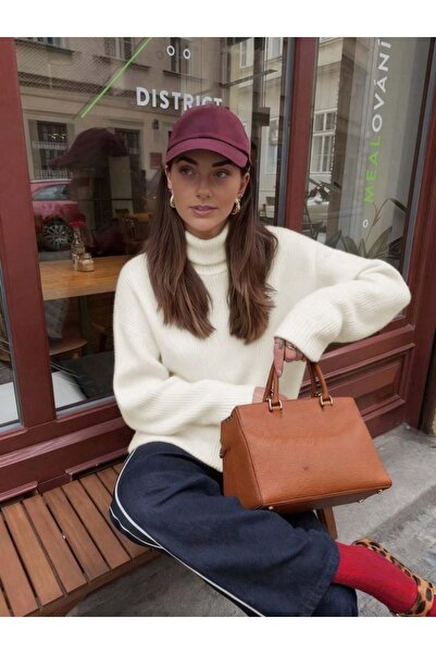 TUMA Γυναικείο κόκκινο πλεκτό πουλόβερ με φαρδιά γραμμή και απαλή υφή tuma5010