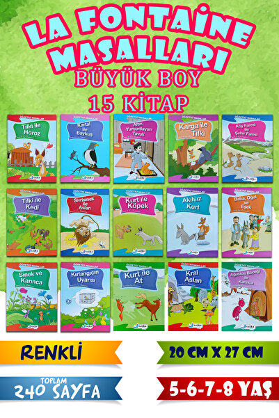 Harika Kitap La Fontaine Masalları Seti 1. Sınıflar Için Büyük Boy Resimli 15...