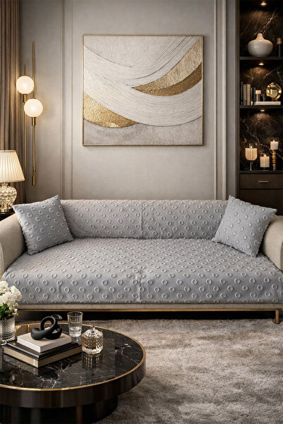 Çeyiz Diyarı Conical Throw Pillow Cover Gift 170X210 cm Cotton Sofa Cover Gray
