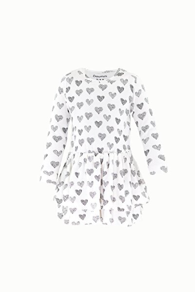 Boumini فستان بناتي باللون الأبيض - قلوب