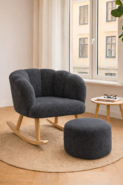 arge demo Reyna Sallanan Ahşap Ayaklı Wellsoft Kumaş Berjer Koltuk - PUF HEDİ...