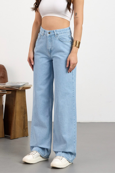 alanora Pantaloni de blugi cu talie înaltă albastru gheață