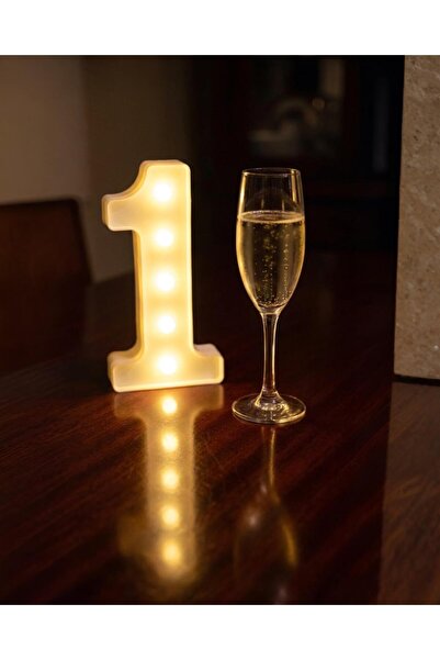 PARTİ SEPETİ Led Işıklı Rakam 0-9 yaş Masa Üstü Dekor Süs 16 cm