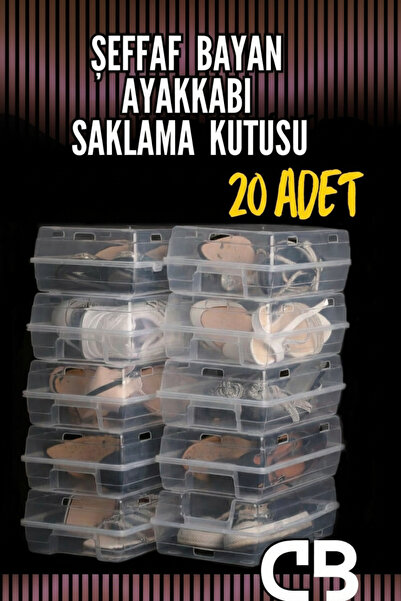 OVERMAX 20 Adet Kadın Ayakkabı Kutusu Şeffaf Ayakkabı Saklama Kutusu