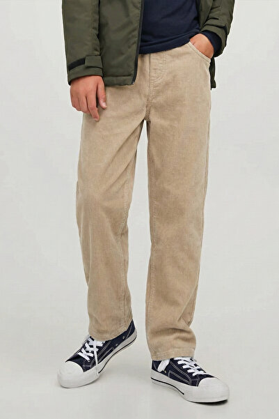 Cigit Corded Fabric Velvet Trousers 8-12 Years Beige