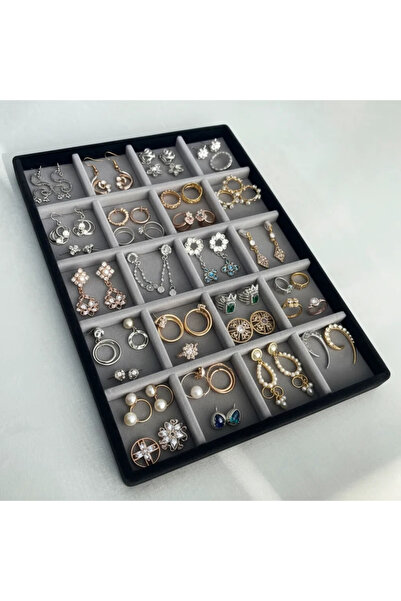 MeGass Dekor Domestic Production Suede Fabric 34 Cm / 24 Cm Divided Drawer Je...