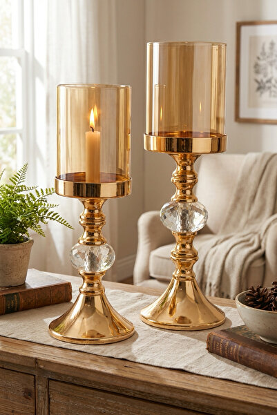 AbajurAksesuar Miri Gold Ikili Mumluk