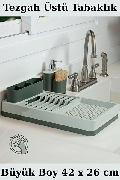 hemlife Bulaşıklık & Tezgah Üstü Tabaklık – 42x26 cm Çok Bölmeli Modern Mutfa...