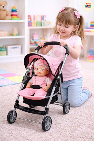 kosetoys Oyuncak bebek arabası tenteli gölgelikli metal yüksek kaliteli malzeme