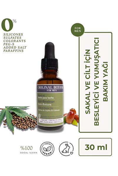 Original Botanic Sakal Besleyici ve Yumuşatıcı Vegan Bakım Yağı Erkek 30 ml