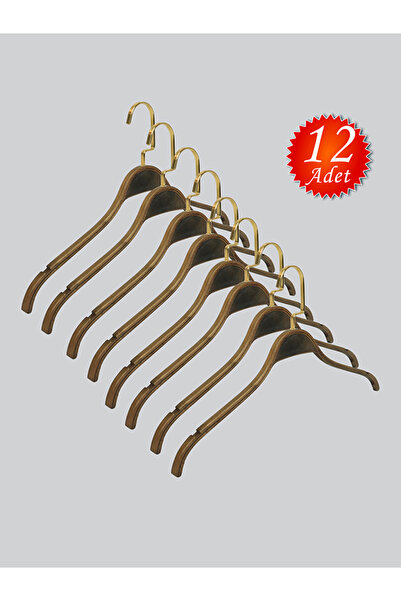 NYN شماعات خشبية أنيقة بلون طبيعي مع خطافات نحاسية، 12 قطعة (للسويتشيرتات، ال...