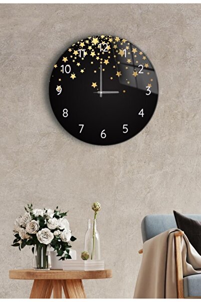 Saban Çap 37cm - Düşen Yıldızlar - Dekoratif Cam Duvar Saati