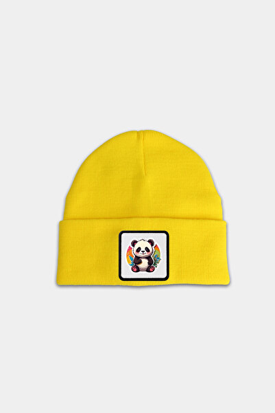 BlackBörk Yellow Children's Beanie with Panda Logo