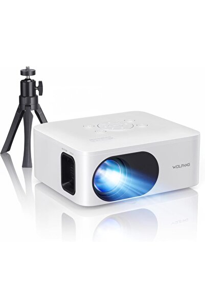 WOLFANG جهاز عرض صغير WP02 مع حامل ثلاثي القوائم بدقة FHD 1080P