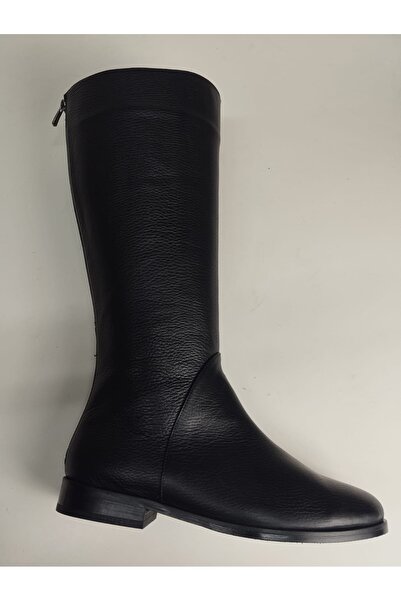 Lucciola حذاء نسائي من الجلد الطبيعي بسحاب خلفي وتفاصيل جلد الفهد باللون الأسود