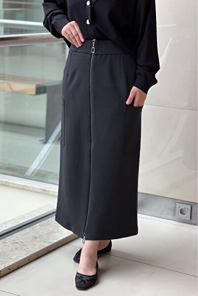 Sentez 5469 Pocket Detailed Zippered Skirt