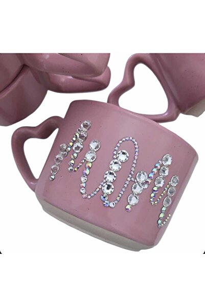 by Alexandra Vacarusi Cana Roz cu maner inima , personalizata cu Cristale , 3...