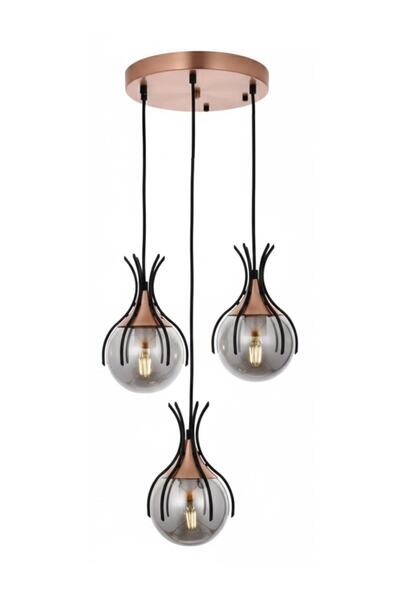 Avonni AV-1766-3T-BSY Siyah Boya Modern Avize E27 Metal Cam 40 cm