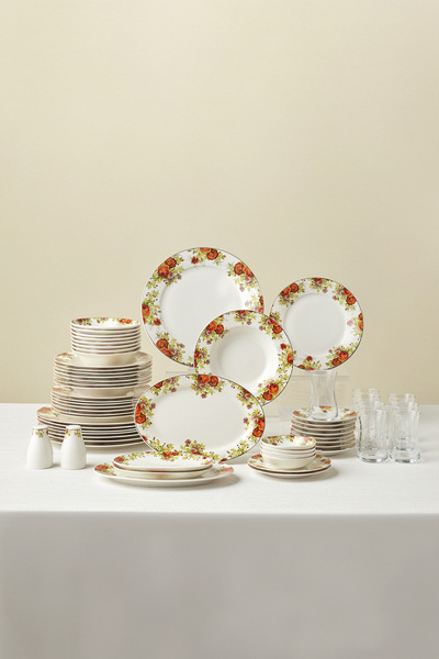 Karaca Elegance Bone Montebello 60 Parça 8 Kişilik Yemek Takımı ve Kahvaltı Seti