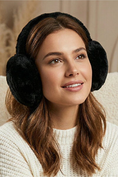 Osha Aksesuar Black Plush Headphones Foldable