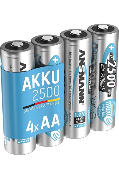 ANSMANN بطاريات قابلة لإعادة الشحن من نوع AA بسعة 2500 مللي أمبير