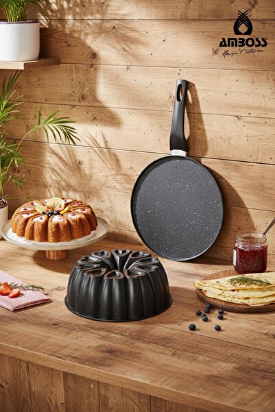 Amboss 2 Piece 26 cm Cast Iron Cake Pan Crepe Pan Set