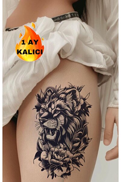 Mecit Tuhafiye 1 AY KALICI ASLAN ÇİÇEK BACAK KOL İÇİN GEÇİCİ DÖVME