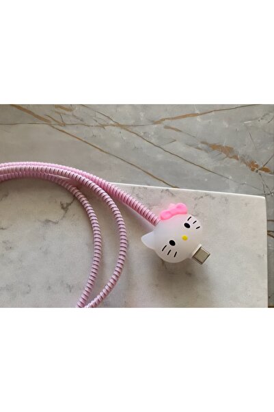 PULİNİN DÜKKANI Hello Kitty Figürlü Kablo Ucu Koruyucu