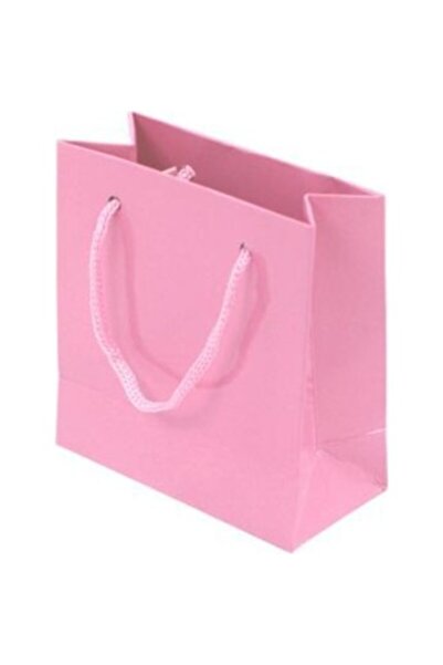 Vipfoni Hediyelik Minik Boy Düz Karton Çanta 11X11 10 Adet Pembe