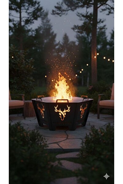 Bhs STROMBOLİ 3 Çift Izgaralı Portatif Mangal & Ateş Çukuru 2 mm Saç Lazer Ke...