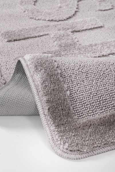 Konfor Halı Gray Non-Slip Base Bathroom Mat Long Lasting Soft Water Absorbent Washable Shine 60X100
