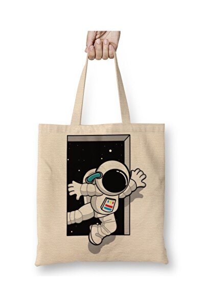 Toyaso Astronaut Astronaut White Tote Bag Long Handle Shopping Bag Beach Bag
