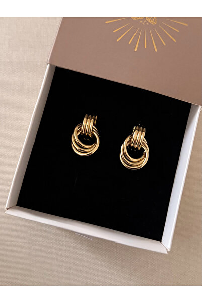 FIERA JEWELRY Gold Three Ring Steel Women's Earrings