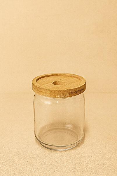 Kitchen Way Borosilicate 450ml Jar with Bamboo Gasket Lid Kw-788