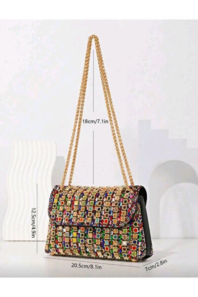 DERMO Multi-Colored Stone Evening Dress Shoulder Bag