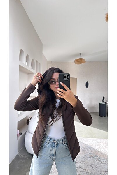 Buket Teke Brown Scuba Detailed Inflatable Jacket