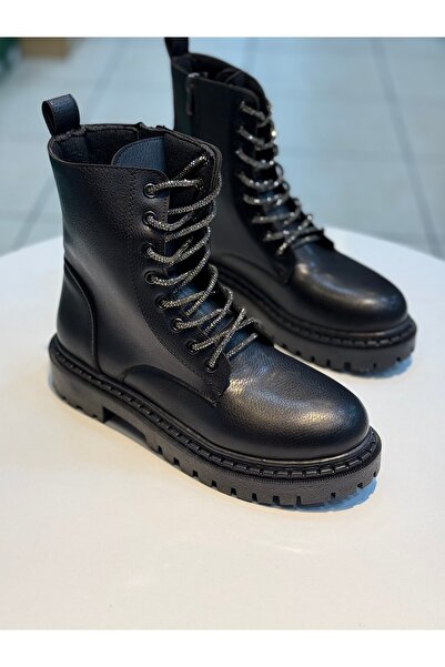 Alphus Hco Zippered Flat Women's Lace-Up Boots