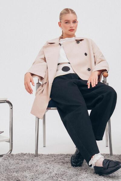 ALLDAY Камінь-Асиметричний ґудзик Зі спинкою з плісированою спідницею Тренч