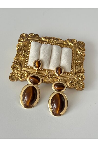 Charmist أقراط متدلية ذهبية من الفولاذ على شكل عين النمر